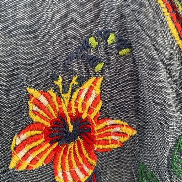 Pip Studio blue denim chambray midi embroidered dress, 3/4 sleeves Size XXL - Picture 4 of 9